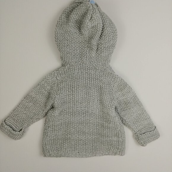 Beba Bean Heather Gray Knit Double-Breasted Hooded Jacket Size 6-12 Months - Picture 7 of 12